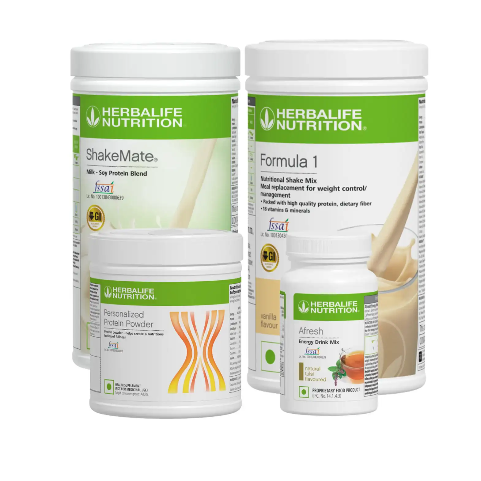 Formula 1 Vanilla Nutritional Shake, Shakemate, 200g Protein Powder, and Afresh Wellness Pack